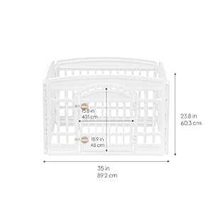IRIS USA Dog Playpen, 4-Panel 24″ Pet Playpen with Door, Puppy Playpen, Indoor/Outdoor Dog Pen, 35 x 35 x 24, Foldable, Customizable, White
