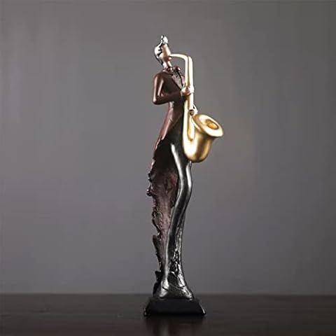 LYART Retro Musician Sculpture Cellist Resin Statue Figurine Decor Gift Souvenir for Living Room Bedroom Crafts Gift Statue (Saxophonist) Cover