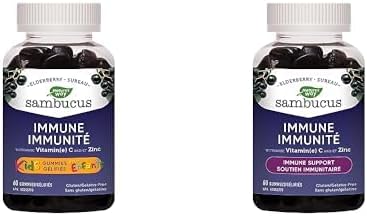 Nature's Way Sambucus Immune Cold & Flu Care Elderberry Gummies, Vitamin C and Zinc, Kids 4+, and Sambucus Immune Original Cold & Flu Care Elderberry Gummies, Vitamin C and Zinc, Adults and Kids 4+