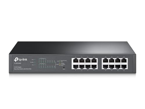 TP-Link TL-SG1016PE 16-Port Gigabit Ethernet Splitter PoE Switch, 8 802.3af/at PoE+ Ports up to 30 W for each PoE Port and 150 W for all PoE Ports, Metal Casing Network Swtich, IGMP Snooping, VLAN