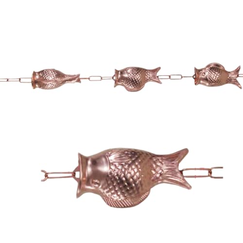Cadena de lluvia de diseño artístico en cobre martillado para decoración de exteriores 2