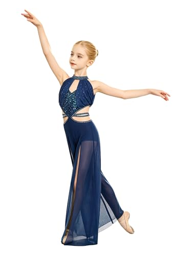 Costume de danse lyrique moderne avec jupe fluide extensible pour fille