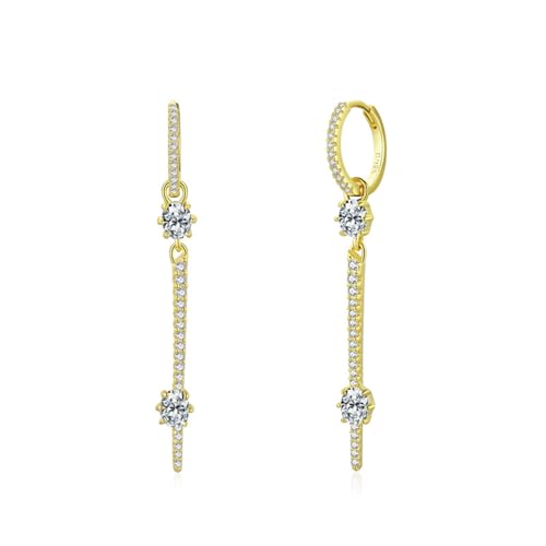 Boucles d'oreilles longues argent créole pendante barre fantaisie femme zirconium