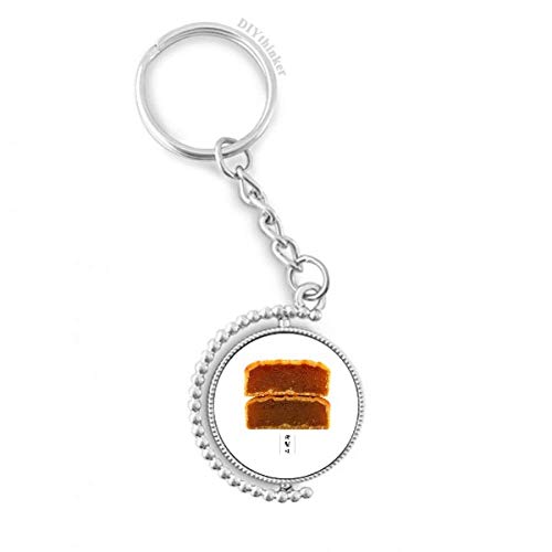 Porte-clés rotatif gâteau de lune de la Mi-Automne en métal ananas