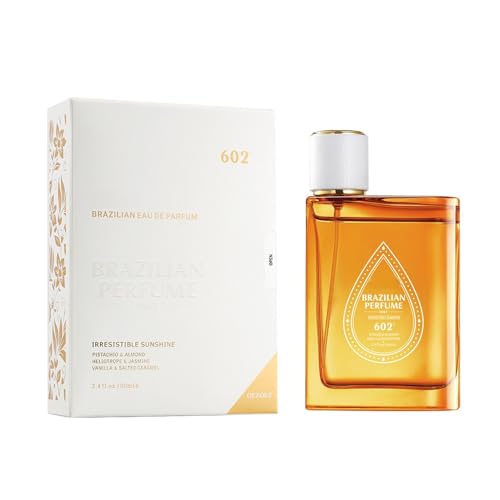 Brazilian Eau de Parfum 602, Irresistible Sunshine Fragrance with Pistachio, Almond, Heliotrope, Jasmine, Vanilla, Salted Caramel, 3.4 Fl Oz