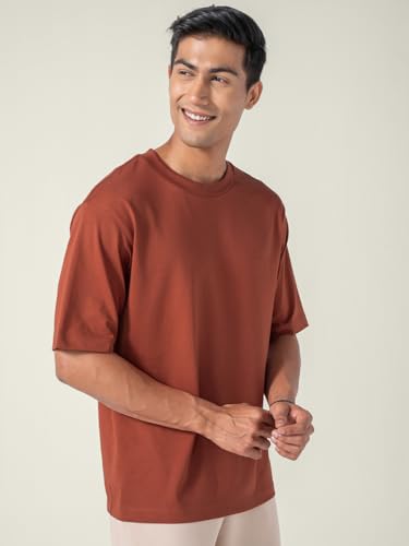 Image of DAMENSCH Statement Solid Oversized T Shirt for Men, Heavyweight, Anti-Pilling, Stylish, Relaxed Fit T Shirt for Men Cotton