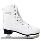 Patines Artísticos de Hielo para Mujeres del 30 a 42 EU Hoja de Acero Inoxidable Cordones Clásicos ,Forro de Piel Sintética ,para Patinaje artístico,Tiempo Libre,cómodos y cálidos,Color Blanco