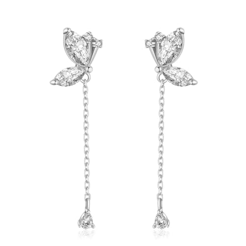 Boucles d'oreilles papillon chaînette, le cadeau de mariage idéal pour fille