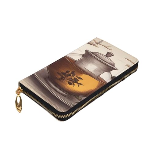 Teal Agate Prints Leather Long Clutch Wallet for Fashionable Girls and Women - Durable, Stylish, and Functional, Black, One Size3