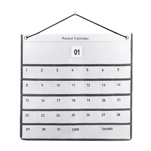 Petmoon カレンダーポケット ウォールポケット お薬カレンダー 1ヶ月 壁掛けポケット 壁掛け収納式 小物収納 多目的ポケット 吊り下げ ポケット 小物収納 薬入れ 小物入れ 雑物整理 便利 省スペース 玄関 おしゃれ (ホワイト)