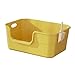 MotiveTech Open Litter Box, High Sided Pet Litter Tray with Frame, Semi Enclosed Cat Litter Container, Anti Splashing, Yellow