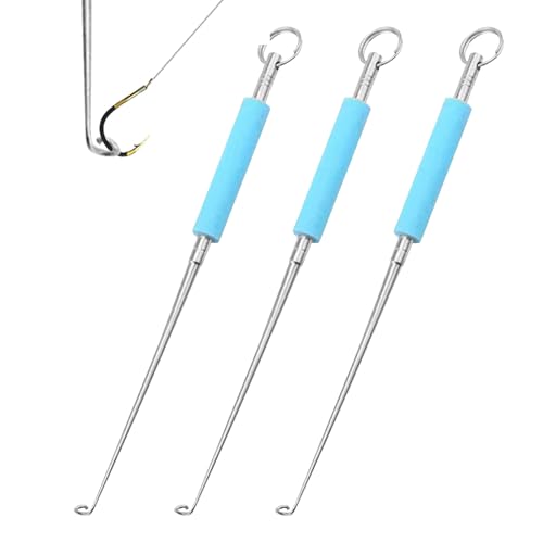 Junohawk 3 PCS Fish Unhooking Tool, Stainless Steel Security Extractor Disgorger, Portable Fishing Hook Remover for Small and Large Fishing Hooks