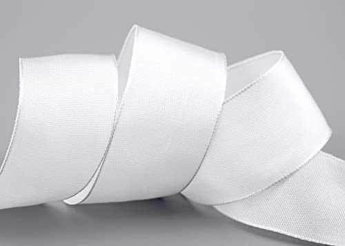 finemark 25 m x 40 mm Wired Edge Ribbon Leo White (601) Decorative Ribbon with Wired Edges Plain Gift Ribbon Fabric Ribbon Ribbon Visco Wire Made from Renewable Raw Materials Biodegradable - Image 3