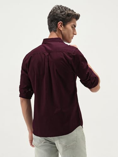 Image of Urbano Fashion Men's Cotton Full Sleeve Regular Fit Casual Solid Slub Shirt with Spread Collar