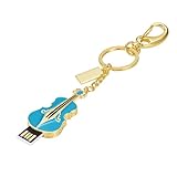 GARRULAX USB Flash Drive, 16GB/32GB/64GB/128GB USB2.0 Guitar Shape Memory Stick Date Storage Pendrive Thumb Drives U Disk Key Chain(16GB,Blue)