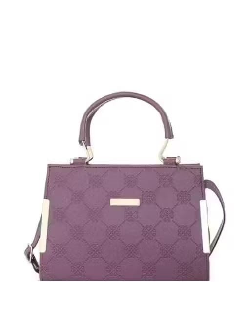 Stylish Textured PU Leather Handbag For Women And Girls Daily Use Purple