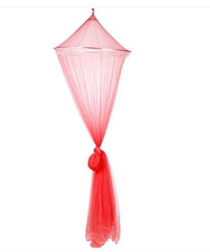 WSH-WENZHANG, Lace Bed Mosquito Netting Mesh Canopy Princess Round Dome Bedding Net MultiColor (Color : Red)