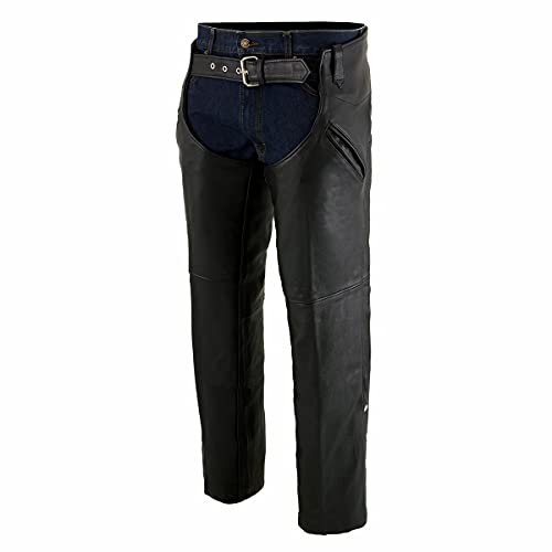 Image of Milwaukee Leather Men's Thermal Lined Premium Leather Motorcycle Bikers Riders Chaps