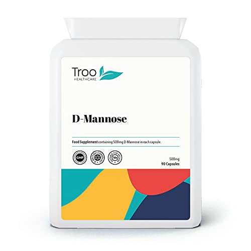 Troo Health Care Troo D Mannose 90 Capsules 500mg Supplement - Daily Vegan Friendly Supplement for Men and Women - Letterbox Friendly Recyclable Packaging - UK Manufactured to GMP Standards