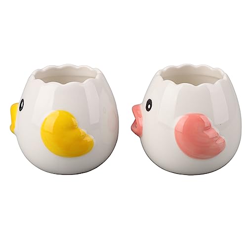 Rengue Herramienta de Cocina Divisor de Huevos de Cerámica 2 Piezas Separador de Huevos, Filtro de Clara de Yema de Huevo de Cerámica en Forma de Pollo Herramienta de Cocina Segura, para Entusiastas