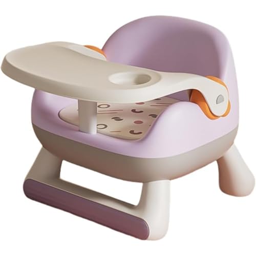 Uevmo ダイニングチェア 子供 滑り止め 安全 快適 軽量 クッション性 取付け簡単 取り外し可能トレイ(PVCフロアマット+キャスター+ダブルトレイ) (パープル)