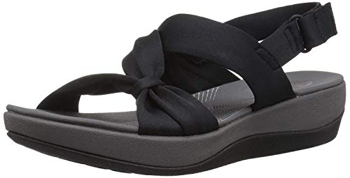 Clarks Women's Arla Primrose Sandal, Black Fabric, 9 Medium US