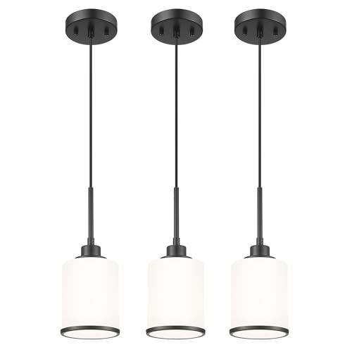 Beionxii 3 Pack Pendant Light Fixtures, Black Pendant Lights Kitchen Island