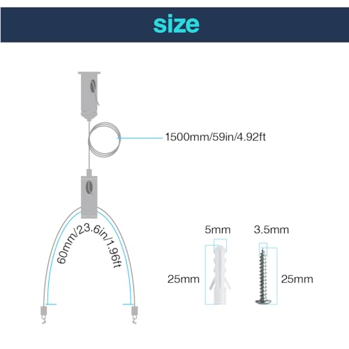 Image of 10 Set / 20 pcs Lighting Light Suspension Kit, 5ft Adjustable Luminaire Hanging Wire, 2ft Not Adjustable Steel Cable for Commercial Aquarium LED Panel Light LED Shop Lights Aquarium Lights
