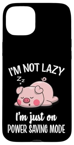 Mens Womens Kids Lazy Power Saving Cute Show Pig Lover �X�}�z�P�[�X iPhone 15 Plus �p