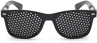 Wwyan Black Pinhole Glasses Vision Correction Glasses PC Anti-Myopia and Anti-Emmetropia Improve Vision Strengthening Pinhole Glasses for Improving Vision