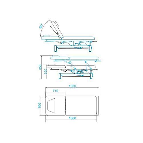 Activeshop Kosmetikliege Massageliege Massagetisch Massagestuhl Cosmetic Chair Elektrish 684a mit 1 Motor Weiss bis 200 kg belastbar Premium-PU-Leder