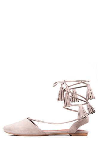 Jeffrey Campbell Amour Taupe Suede Leather Upper Ankle Strap Wedge Pointed Toe
