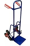 KOVA® Treppensteiger Klappbar, max. 200 kg, Sackkarre, Pulverbeschichtet Blau Ideal für Treppe Logistik Transport Flexibel lagerbar Höhenverstellbar 6X Vollgummi Reifen - Klappbare Treppensackkarre