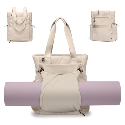 Mochila Convertible para Portátil de Mujer, Bolsa Yoga Esterilla Deportiva, Mochilas para Esterilla de Yoga, Bolsas de Deportiva Informal, para Trabaja, Viajes, Yoga y Fitness (Albaricoque)