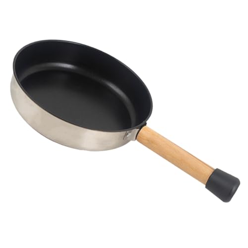 MAGICLULU Sartén Portátil Multiusos con Mango de Madera Desmontable Antiadherente Apta para Inducción y Gas para Camping y Cocinar Huevos Pequeña y Resistente de Acero Inoxidable