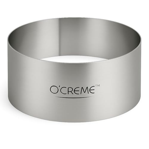 O'Creme Cake Ring Sturdy Stainless Steel Round Mousse Cake Ring Mold for Baking, Dessert Cake Decorating Pastry Rings 10 Inch Diameter x 4 Inch High