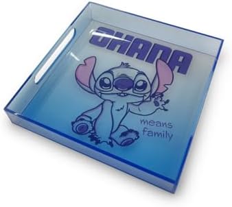 Disney Stitch Ohana Acrylic Square Table Top Decorative Serving Tray with Carry Handles for Bathroom, Desktop, Vanity, Kitchen, Table, 8"x7.85" image 3