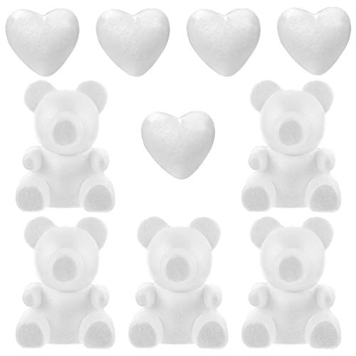 10pcs Styrofoam Bear Foam Bears For Flowers Heart Hearts Crafts Craft Flower Wreath Form Polystyrene Shapes Thick Artificial Wreaths Roses - DIY Floral Nose Round Bears Modeling Shaped Mould White