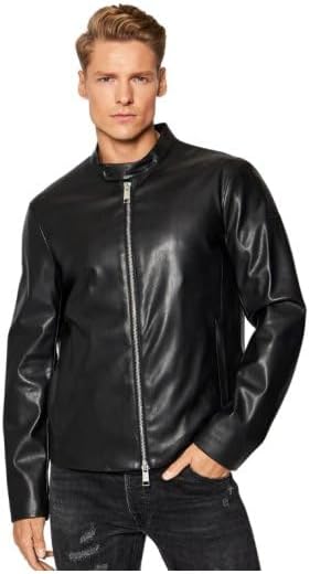 Armani Exchange mens Fitted Full Zip Eco Leather Jacket - Image 5