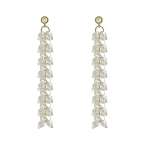 Boucles d'oreilles 925 argent à long gland en cristal élégant pour femmes