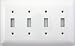 Mulberry Princess Style White Four Gang Toggle Switch Wall Plate