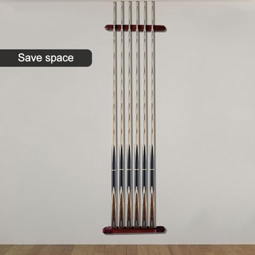 Helweet Billard Wandhalterung, Pool Cue Wall Mounted Rack, Billard Queue Halter, Billard-Queue-Rack, Pool-Queue-Rack, Billardzubehör für Schulen, Heime und Vereine, mit 6 LöChern, 39 cm