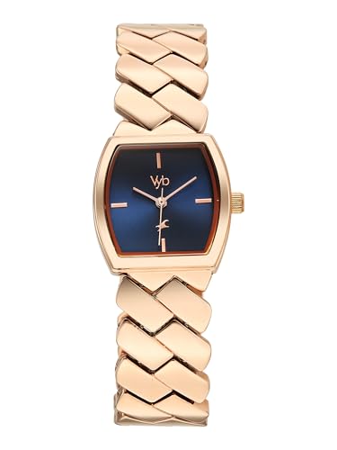 Image of Fastrack Vyb Showstopper with Quartz Analog Navy Blue Dial Rose Gold Alloy Strap Watch for Girls - FV60112WM01W