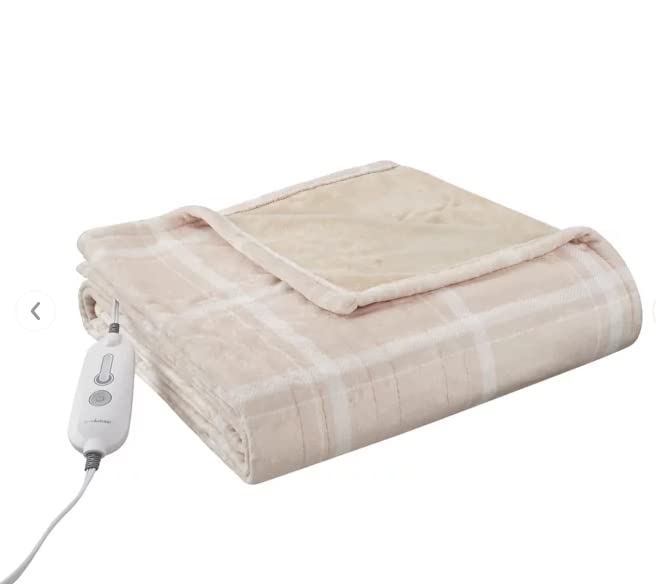 Brookstone Nap Heated Plush Throw Blanket Velvety Soft Heat