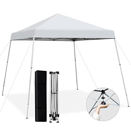 COSTWAY Carpa Plegable 3x3, Pergolas de Jardín, Cenadores para Jardín, Altura Ajustable, Protección Solar UPF50+, Bolsa de Transporte, Playa, Patio, Mercado