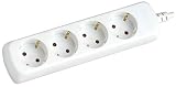 Material: pp y cobre SILVER ELECTRONICS 9624 Base eléctrica con 4 Salidas sin Interruptor, Blanco, 4 Enchufes/1,5 metros