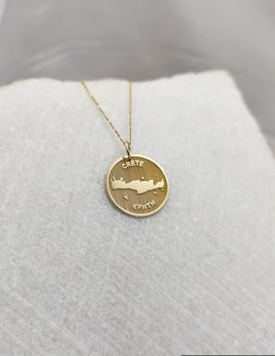 Pendentif pièce de monnaie Crète gravée, cadeau mixte idéal