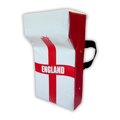 Implay - Implay® Rugby - England Professional Grade Tackle Wedge Hit Shield Pad - Heavy Duty PVC/High Density Foam - Red & White - 60cm x 35cm x 12.5cm