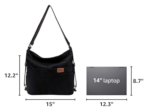 Image of Corduroy Tote Bag for Women Convertible Backpack Purse Crossbody Hobo Handbags for Women College Work Travel