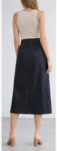 Image of Trending Stylish Flared Comfortable Solid Long Denim Skirt for Women & Girls